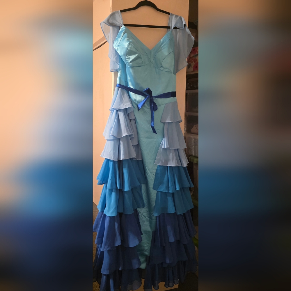 Hermione Granger Yule Ball Elegant Blue Layered Dress Harry Potter